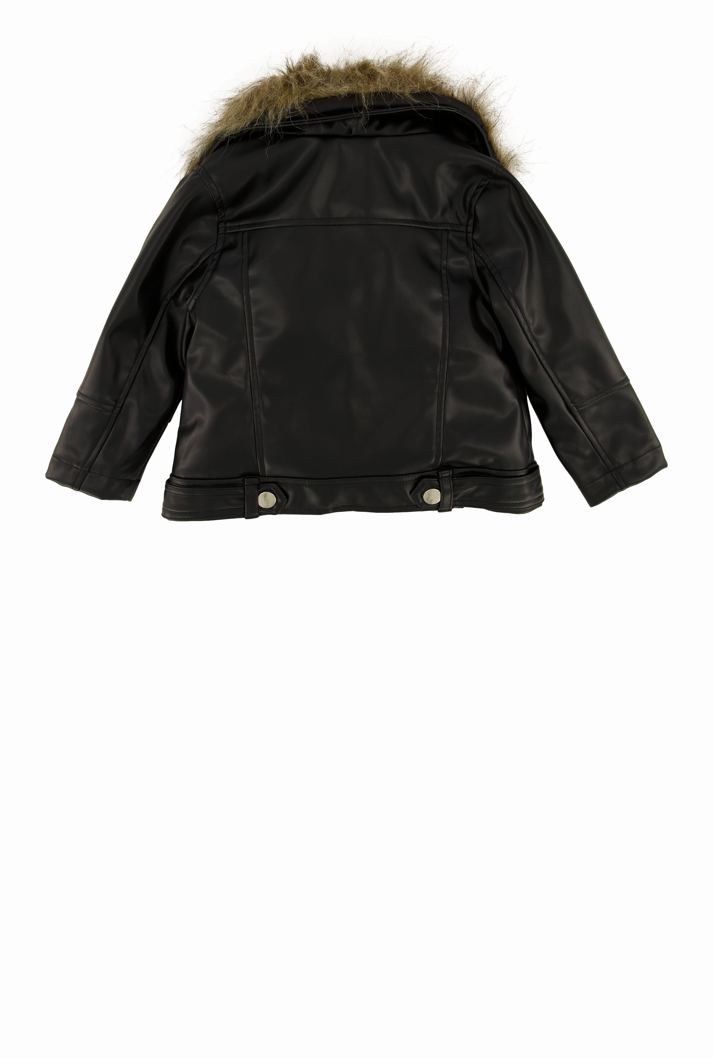 Baby Girls 12-24M Faux Fur Trim Faux Leather Moto Jacket