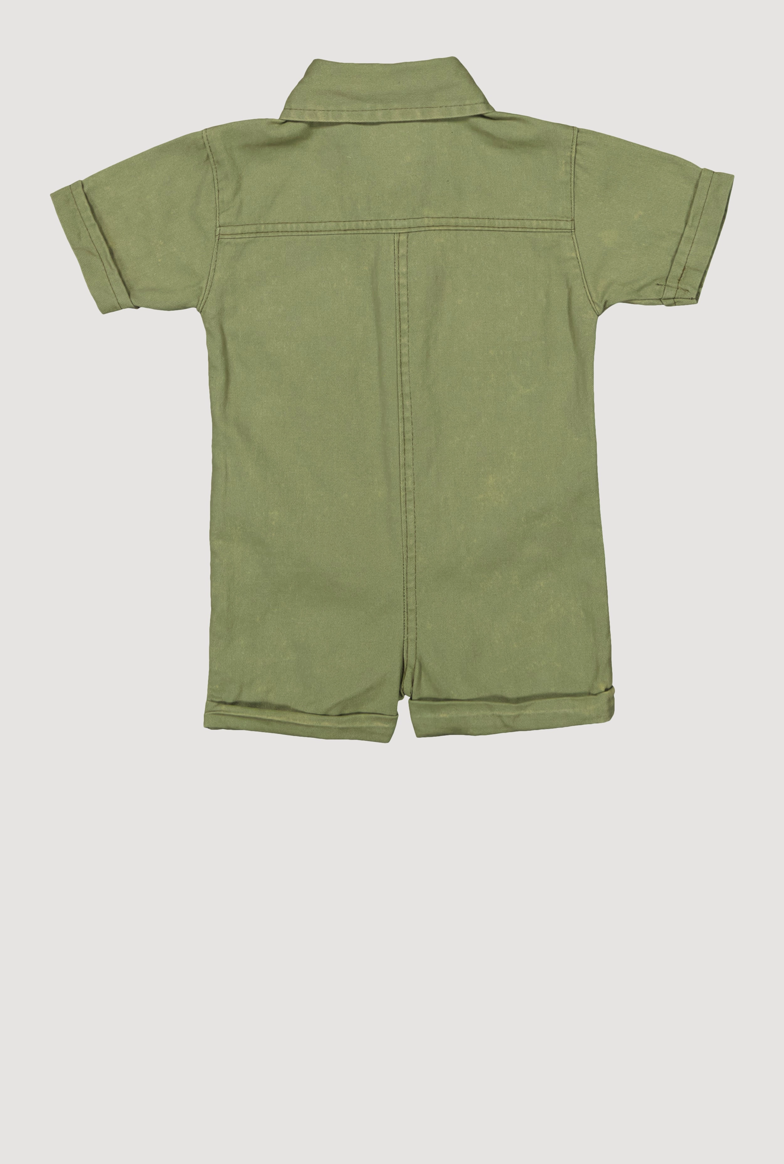 Baby Girls Twill Mineral Wash Utility Romper