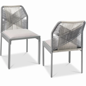 Best Choice Products Set of 2 Indoor/ Outdoor Aluminum x All Weather Woven Rope Side Dining Chair- Gray/Meteor