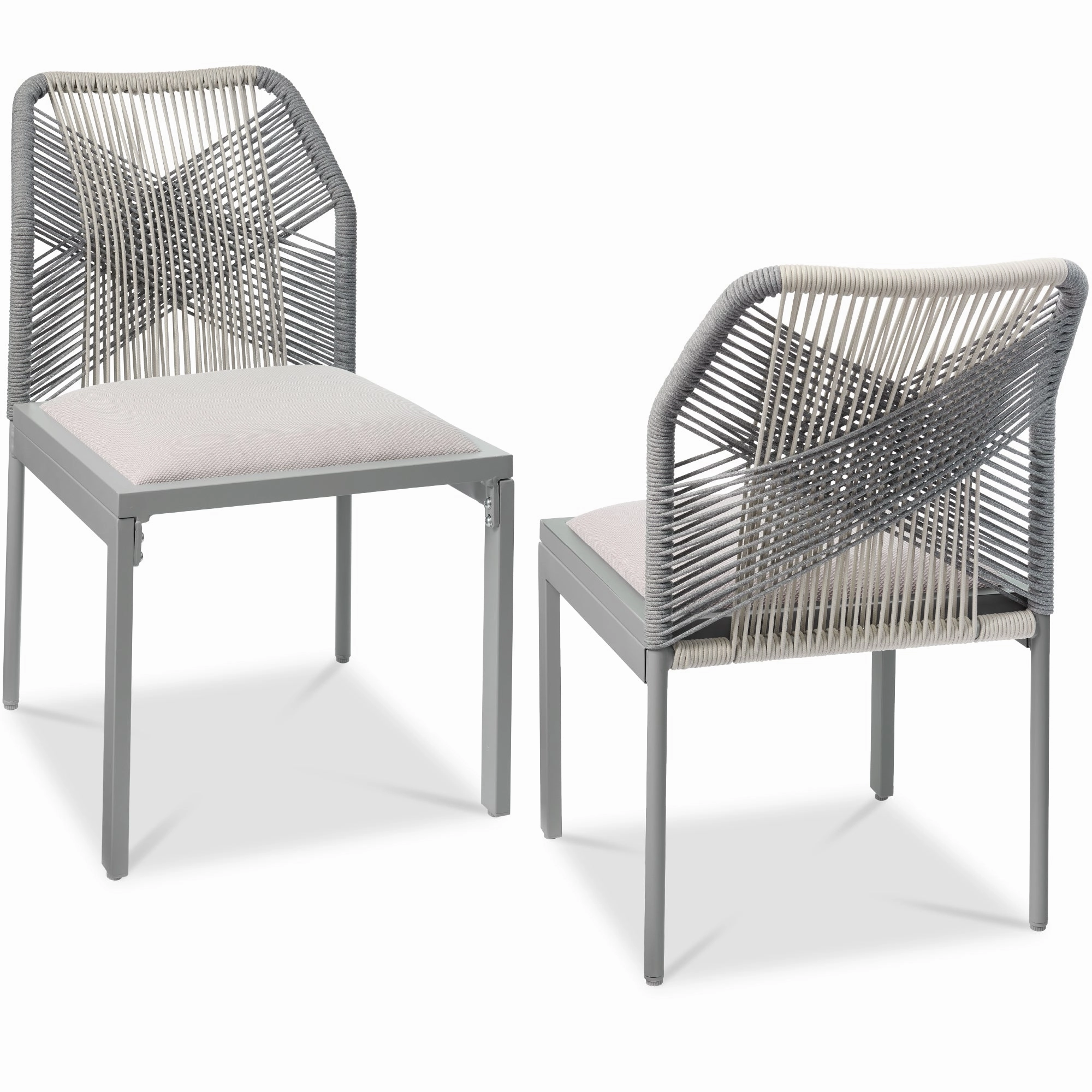 Best Choice Products Set of 2 Indoor/ Outdoor Aluminum x All Weather Woven Rope Side Dining Chair- Gray/Meteor