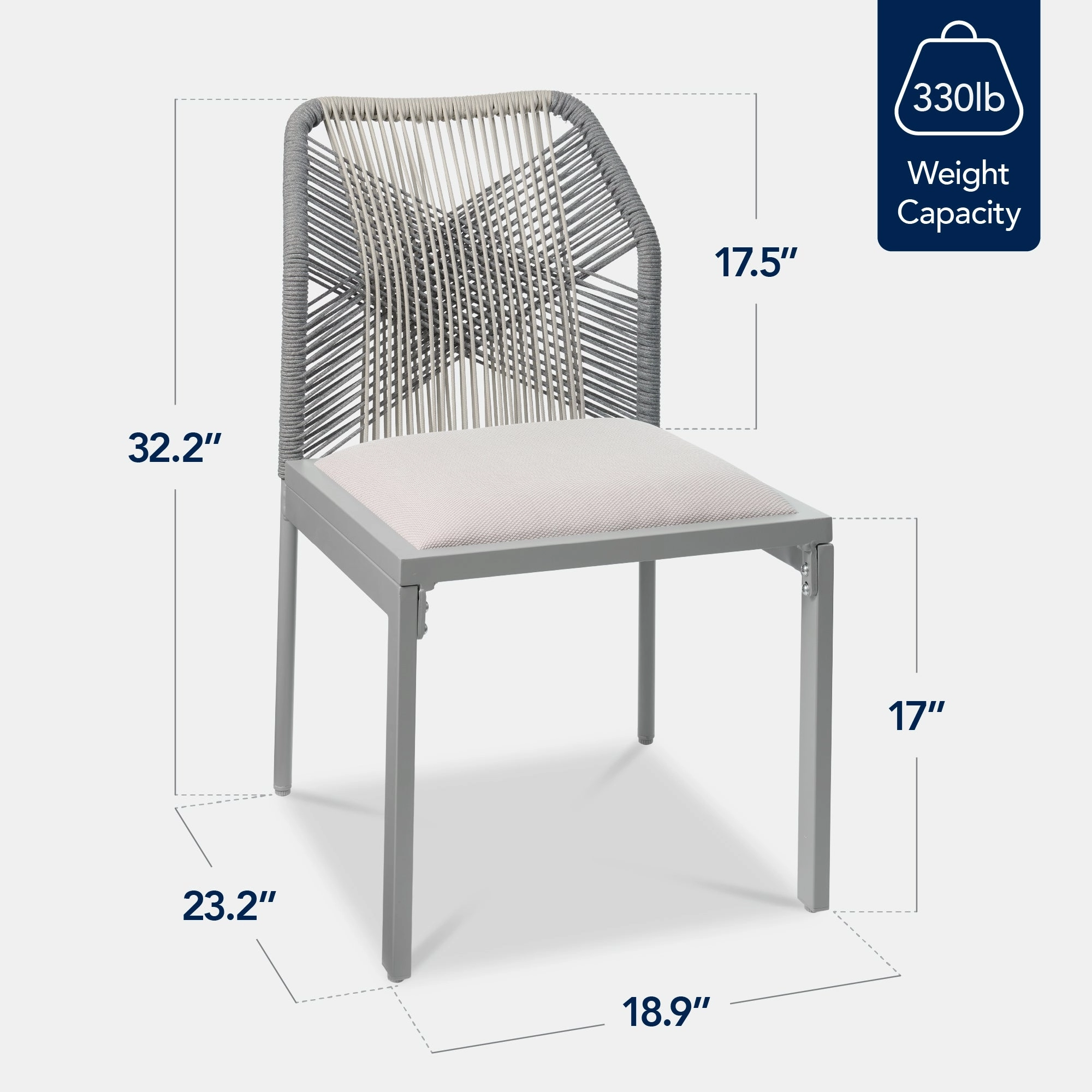 Best Choice Products Set of 2 Indoor/ Outdoor Aluminum x All Weather Woven Rope Side Dining Chair- Gray/Meteor