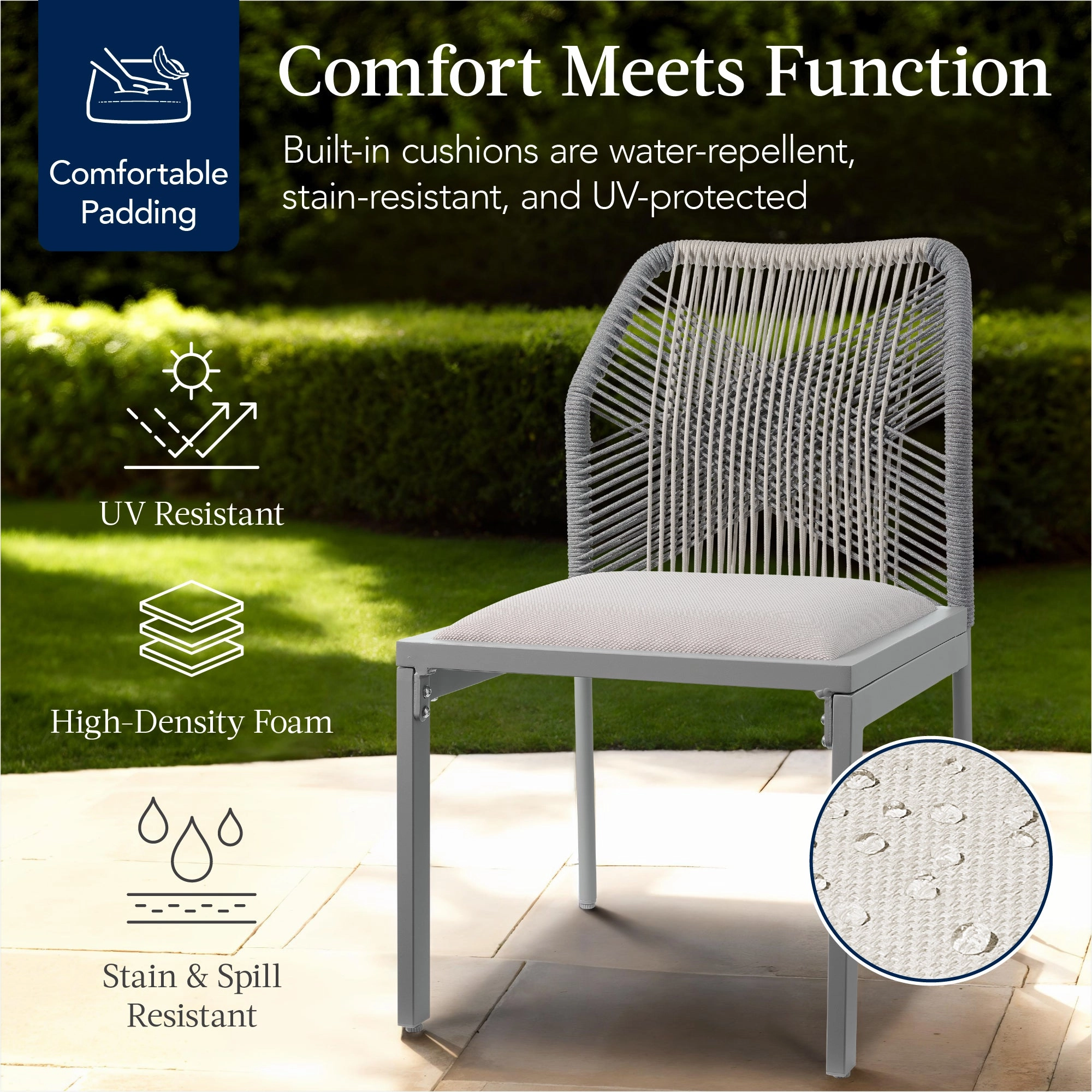 Best Choice Products Set of 2 Indoor/ Outdoor Aluminum x All Weather Woven Rope Side Dining Chair- Gray/Meteor