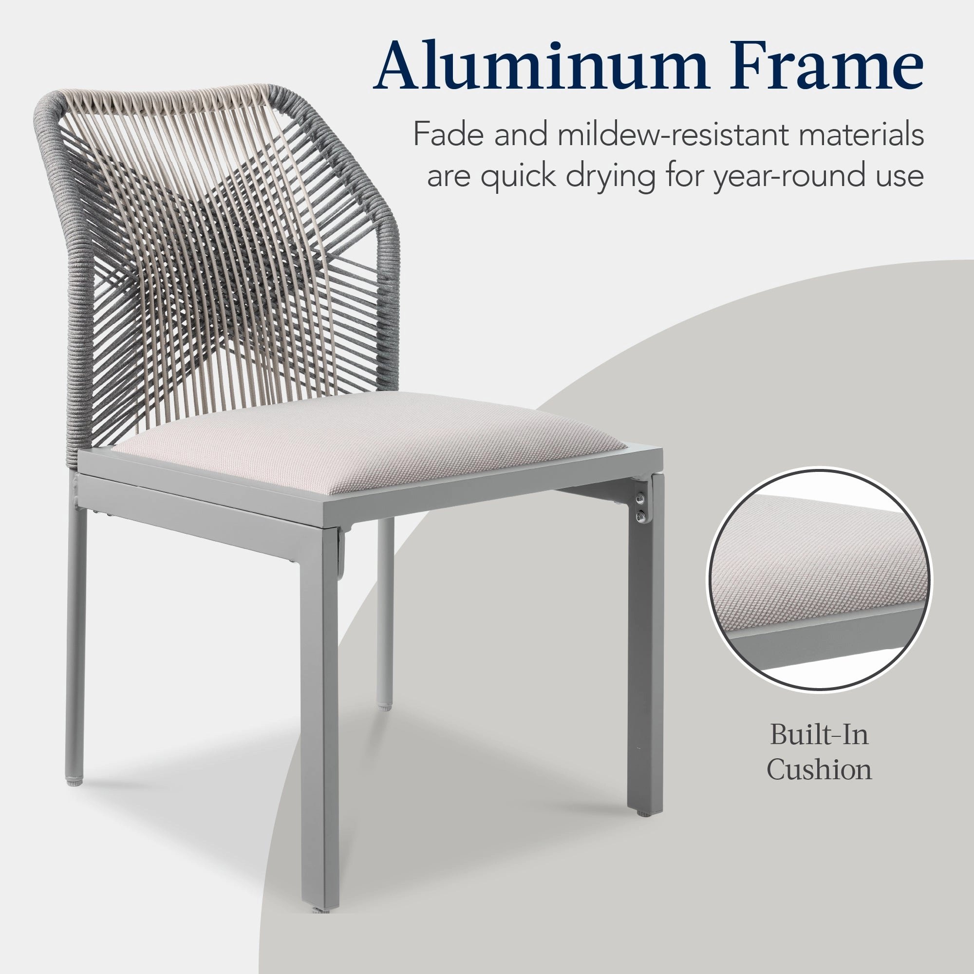 Best Choice Products Set of 2 Indoor/ Outdoor Aluminum x All Weather Woven Rope Side Dining Chair- Gray/Meteor