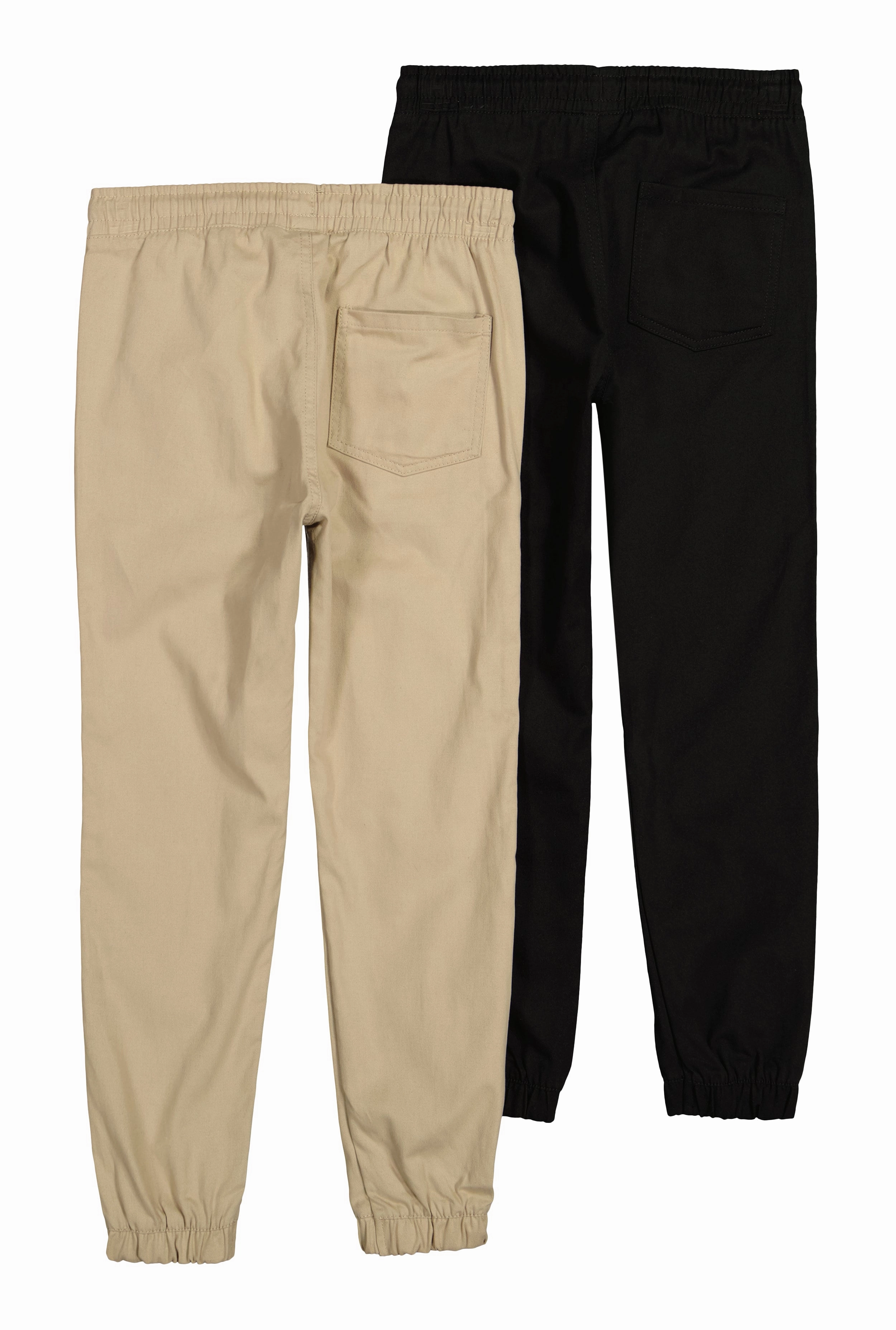 Boys Basic Twill Drawstring Joggers 2 Pack