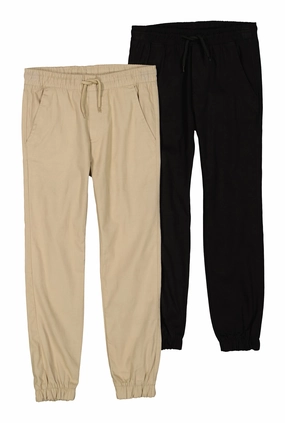 Boys Basic Twill Drawstring Joggers 2 Pack