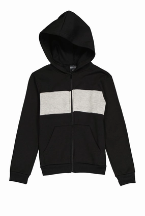 Boys Fleece Stripe Detail Zip Front Hoodie