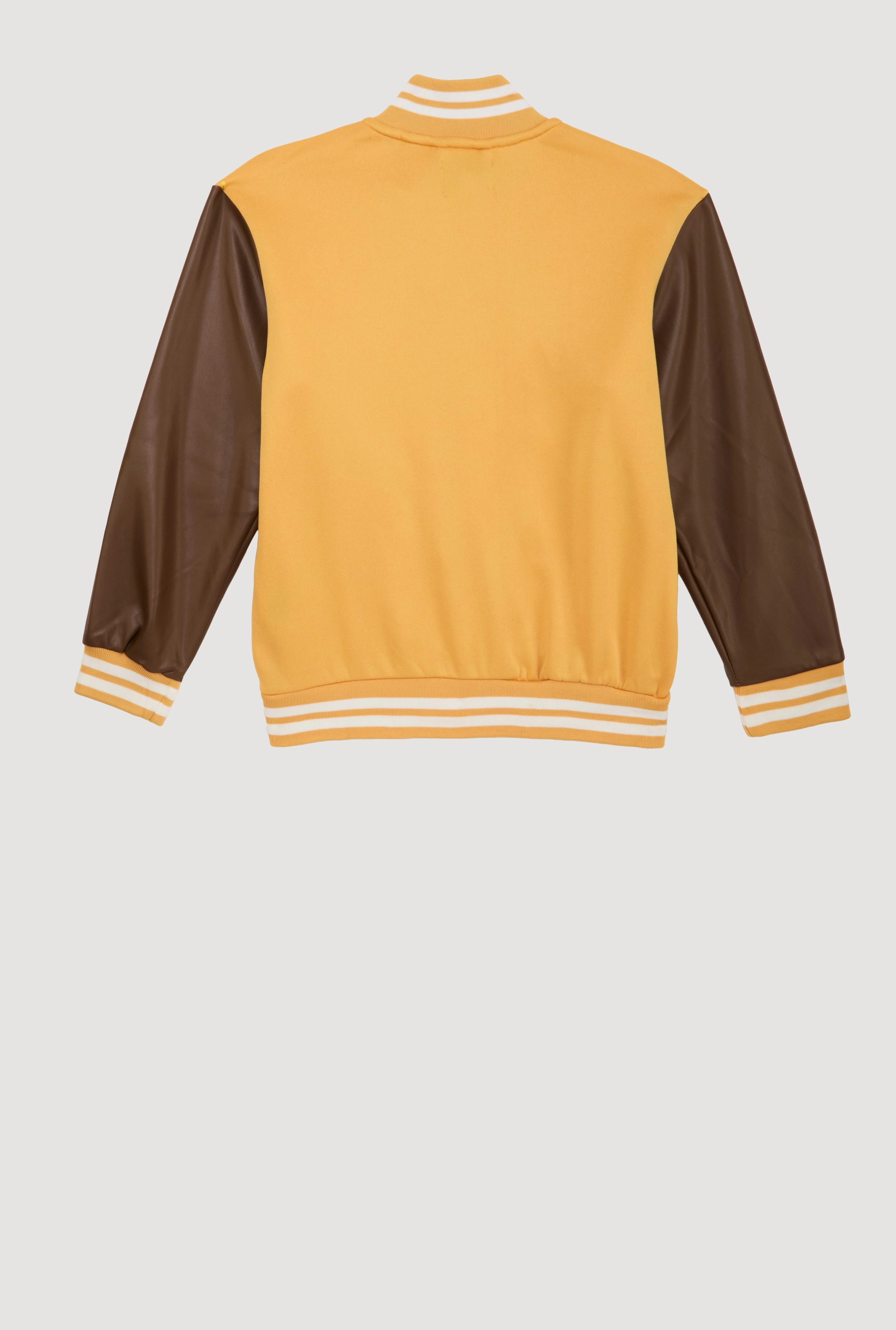 Boys Fresh Graphic Faux Leather Sleeve Varsity Jacket