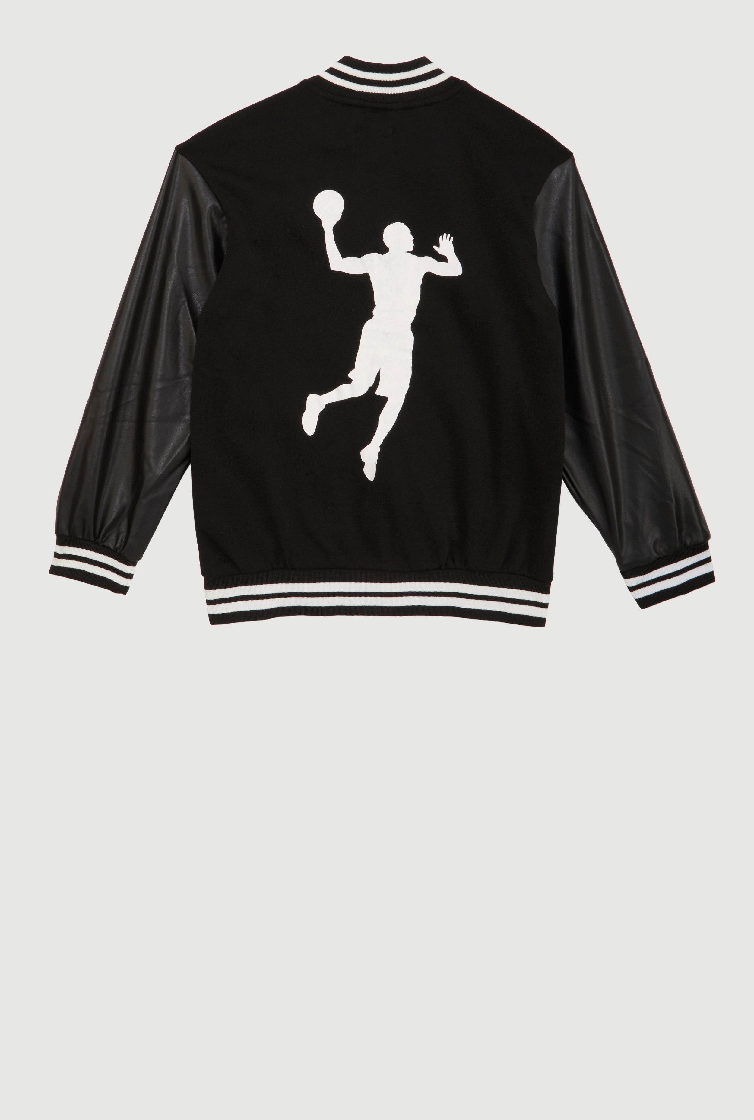 Boys Goat Graphic Faux Leather Sleeve Varsity Jacket