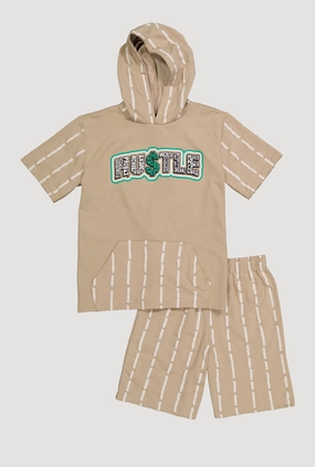 Boys Hustle Graphic Hoodie and Shorts