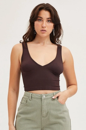Brown Tank Top Sleevelss Seamless