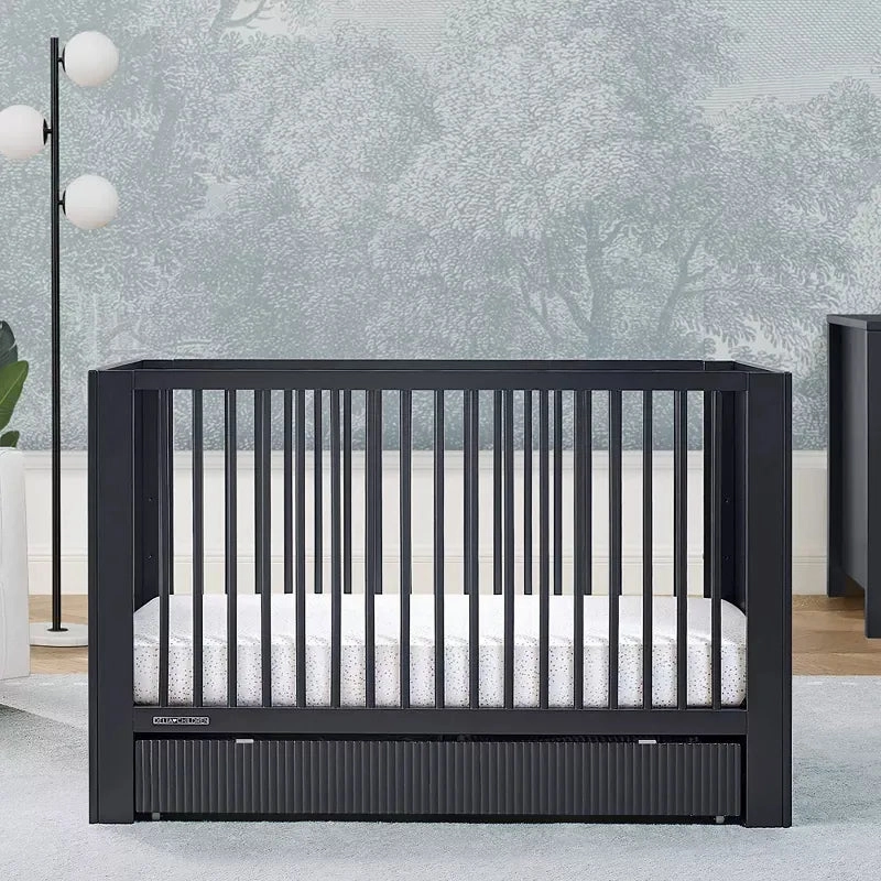 Cassie 4-in-1 Convertible Crib with Underdrawer - Midnight Gray