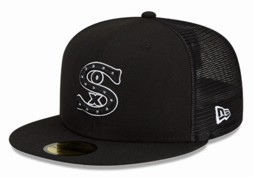 Chicago White Sox New Era Black 2023 Batting Practice Trucker 59FIFTY Fitted Hat