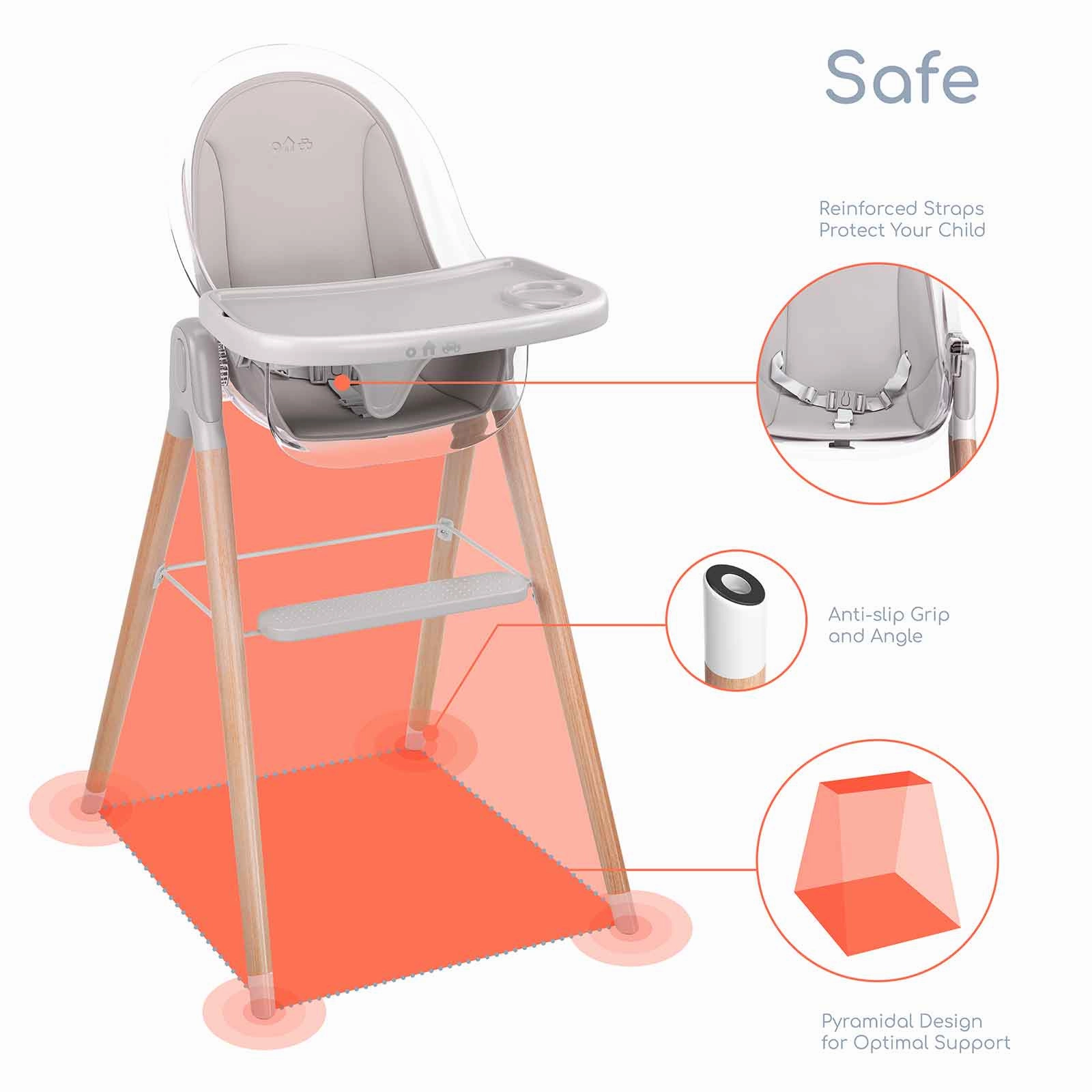 Children of Design 6 in 1 Classic High Chair With Cushion
