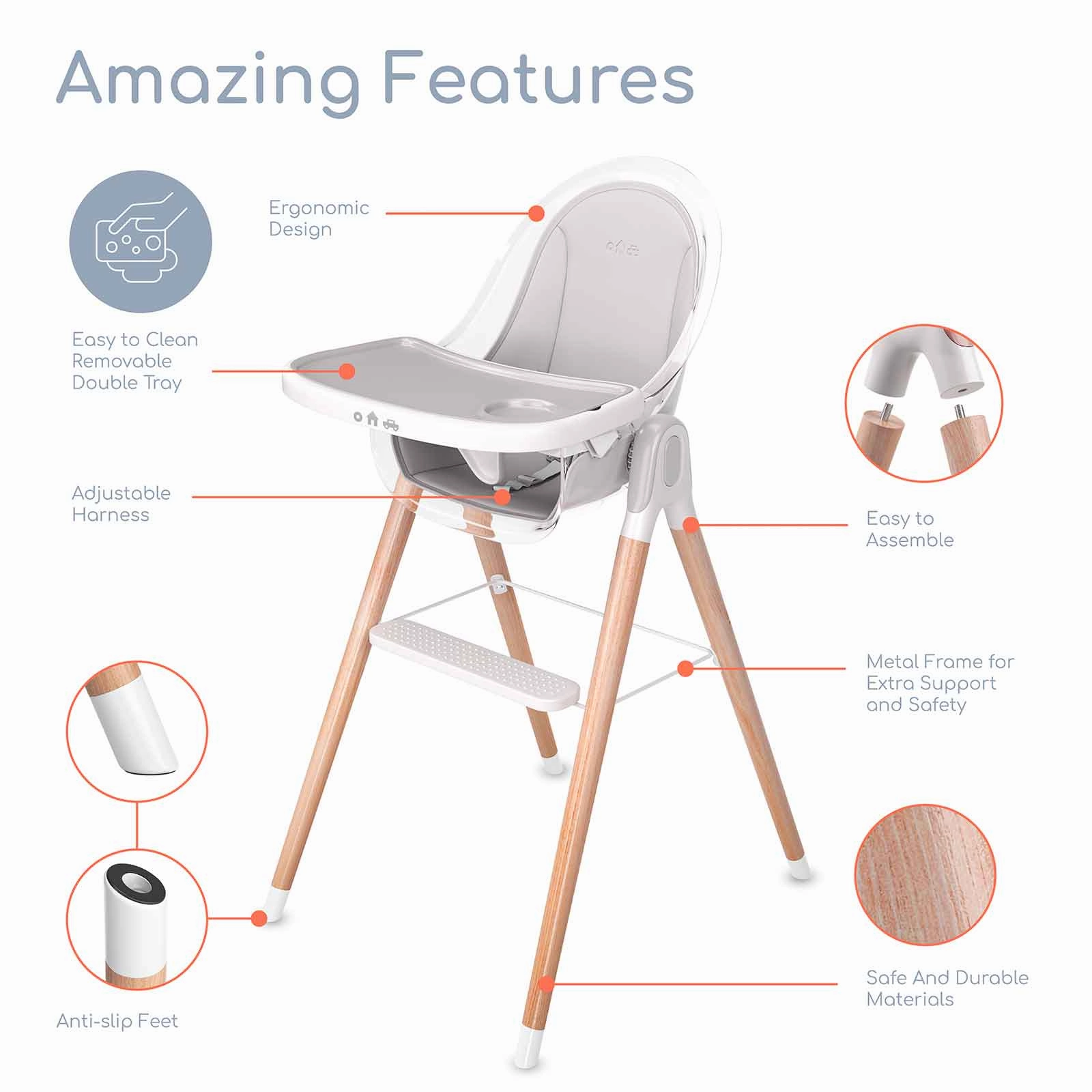 Children of Design 6 in 1 Classic High Chair With Cushion