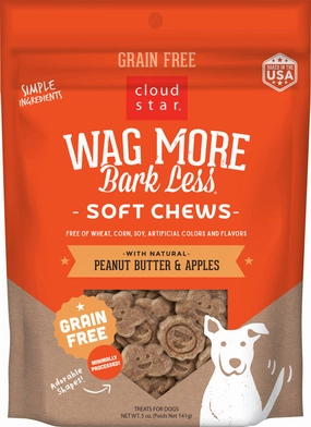 Cloud Star Wag More Bark Less Soft and Chewy Grain Free Peanut Butter and Apples Dog Treats