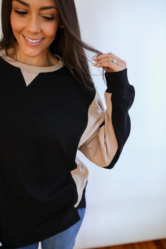 Color Block Nursing Lightweight Sweatshirt
