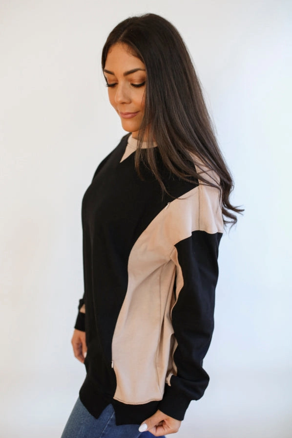 Color Block Nursing Lightweight Sweatshirt