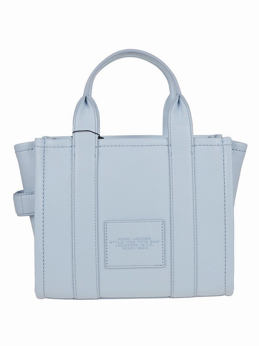 Compact Leather Tote With Embossed Signature Detail