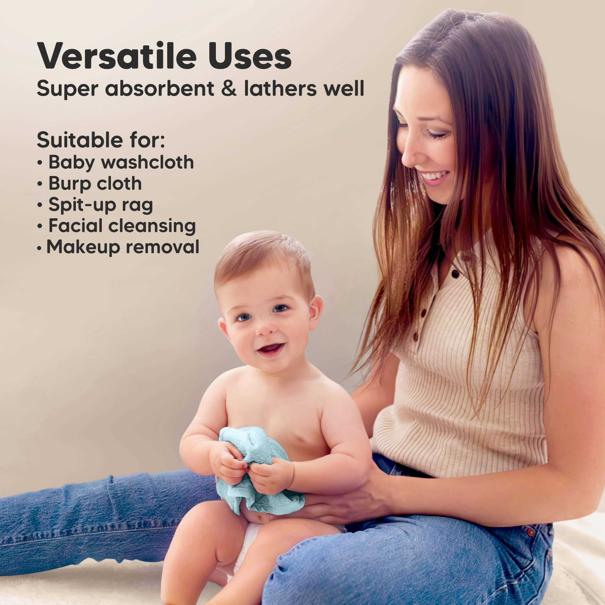 Deluxe Baby Washcloths (Aegean Blue)