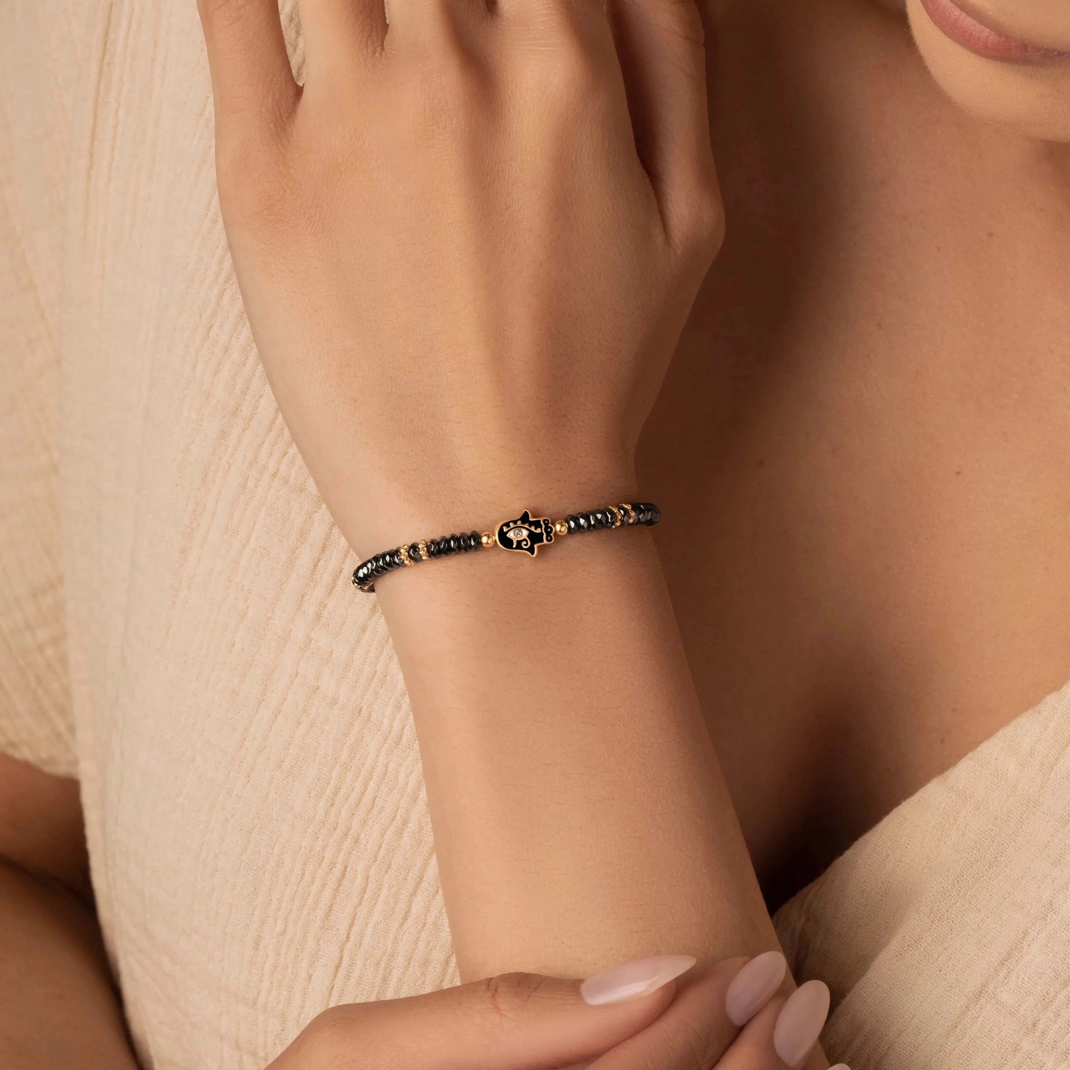 Eye of Horus Hamsa Hematite Bracelet
