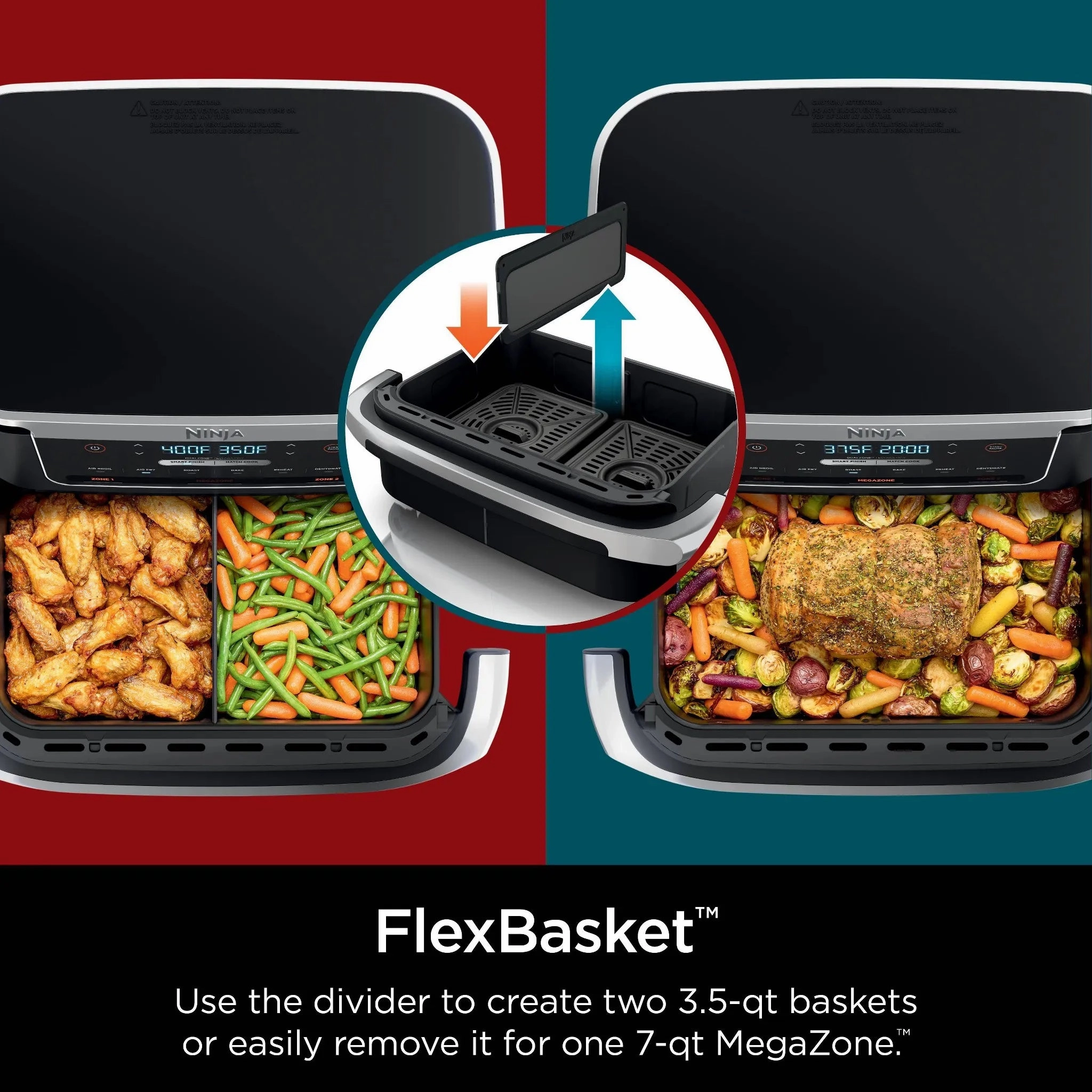 Foodi DualZone FlexBasket Air Fryer with 7-qt MegaZone DZ071