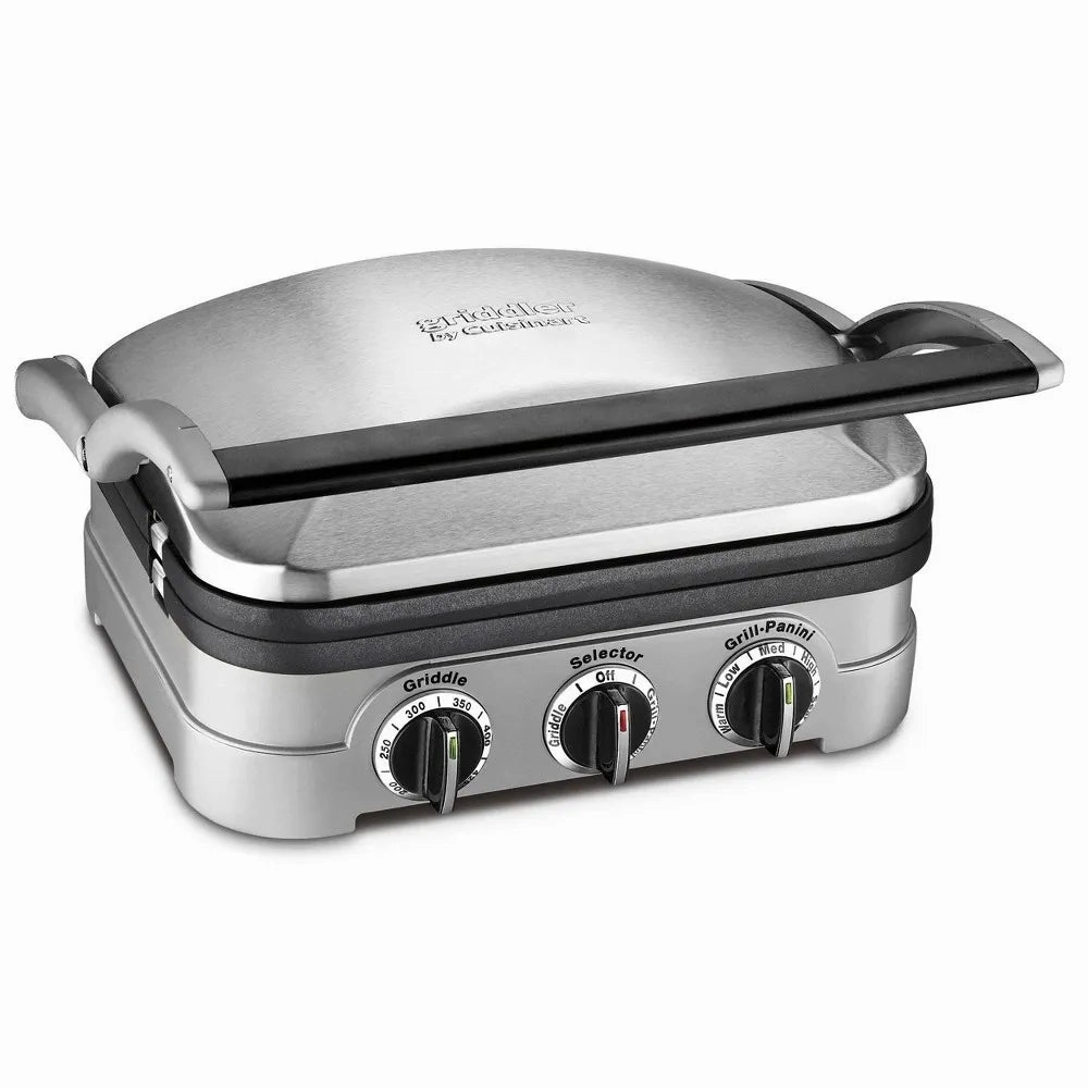 Griddle with Nonstick Waffle Maker Plates- Stainless Steel Finish