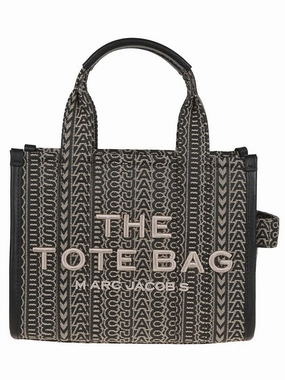 Jacquard Fabric Small Tote With Embroidered Monogram