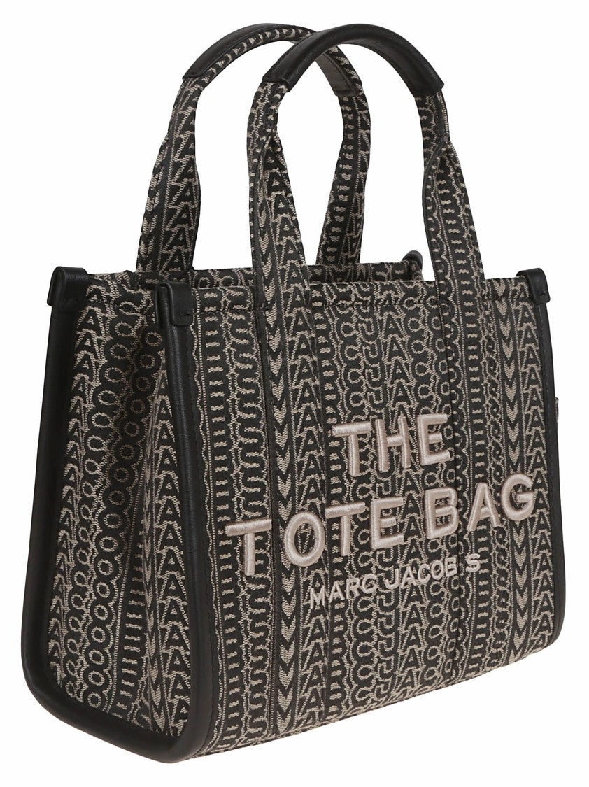 Jacquard Fabric Small Tote With Embroidered Monogram