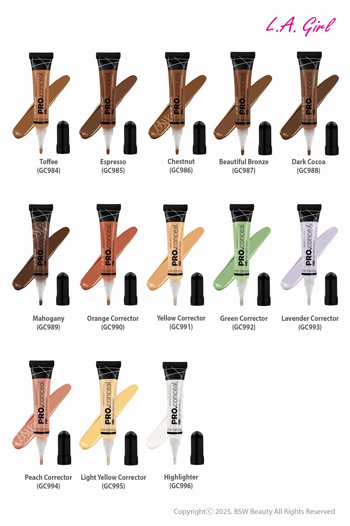 L.A. GIRL PRO HD CONCEAL 0.28oz - 24 COLORS