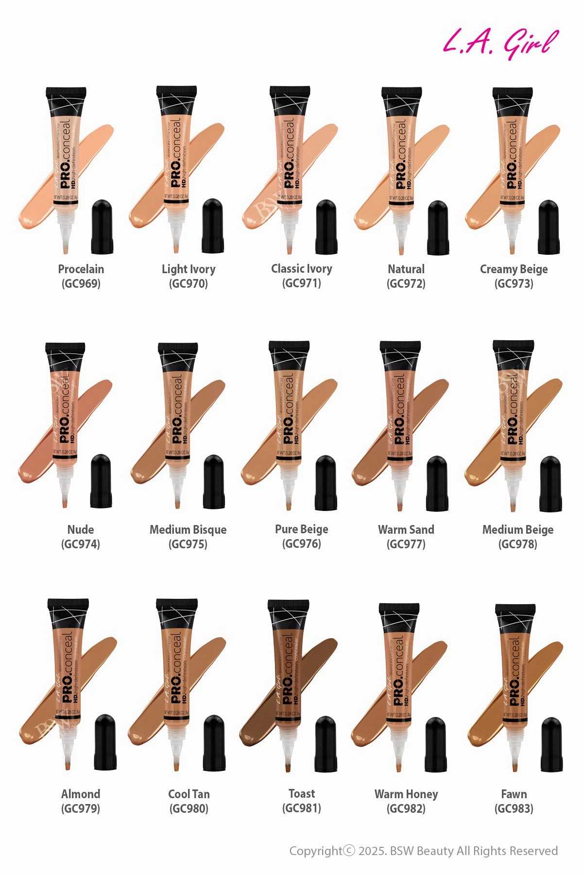 L.A. GIRL PRO HD CONCEAL 0.28oz - 24 COLORS