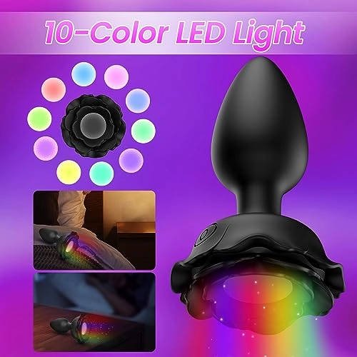 LED Vibrating Butt Plug with 10 Colors & Vibration Settings
