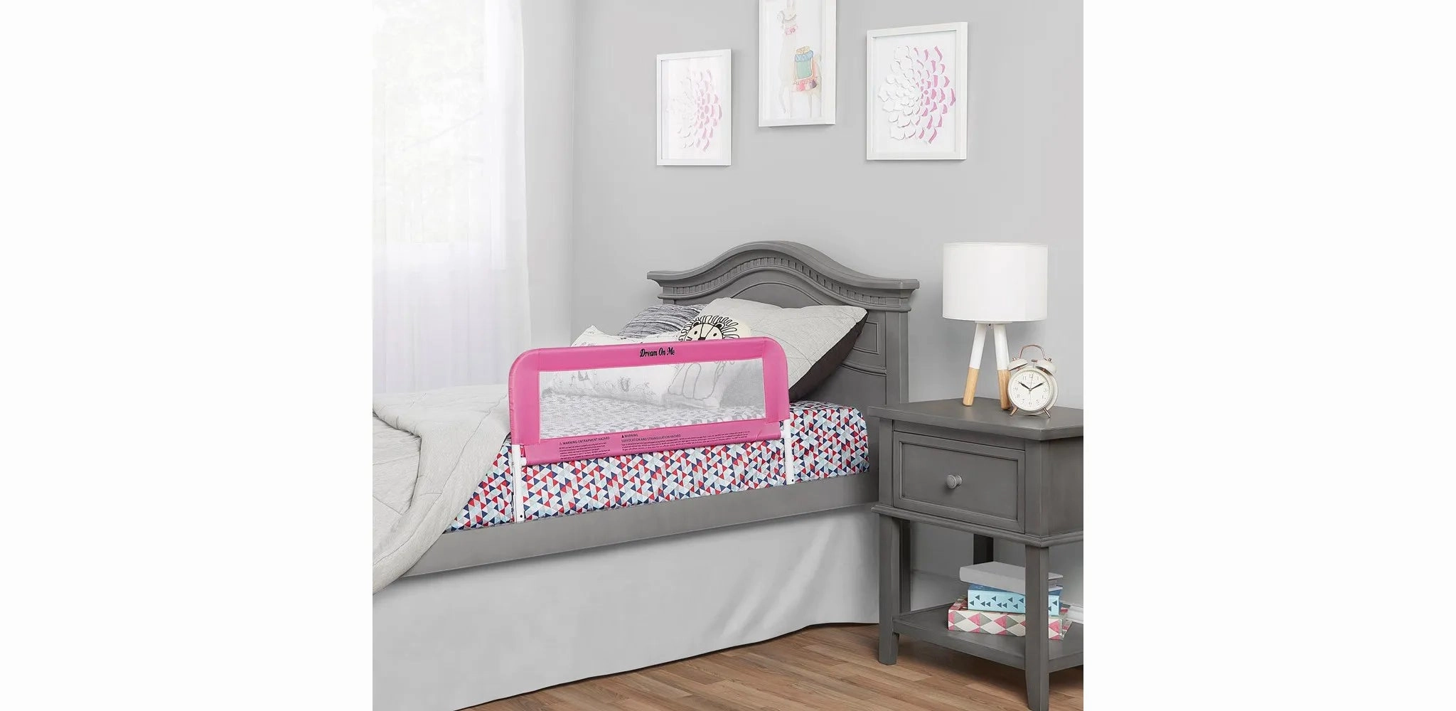 Lightweight Mesh Security Adjustable Bed Rail - Blush Pink