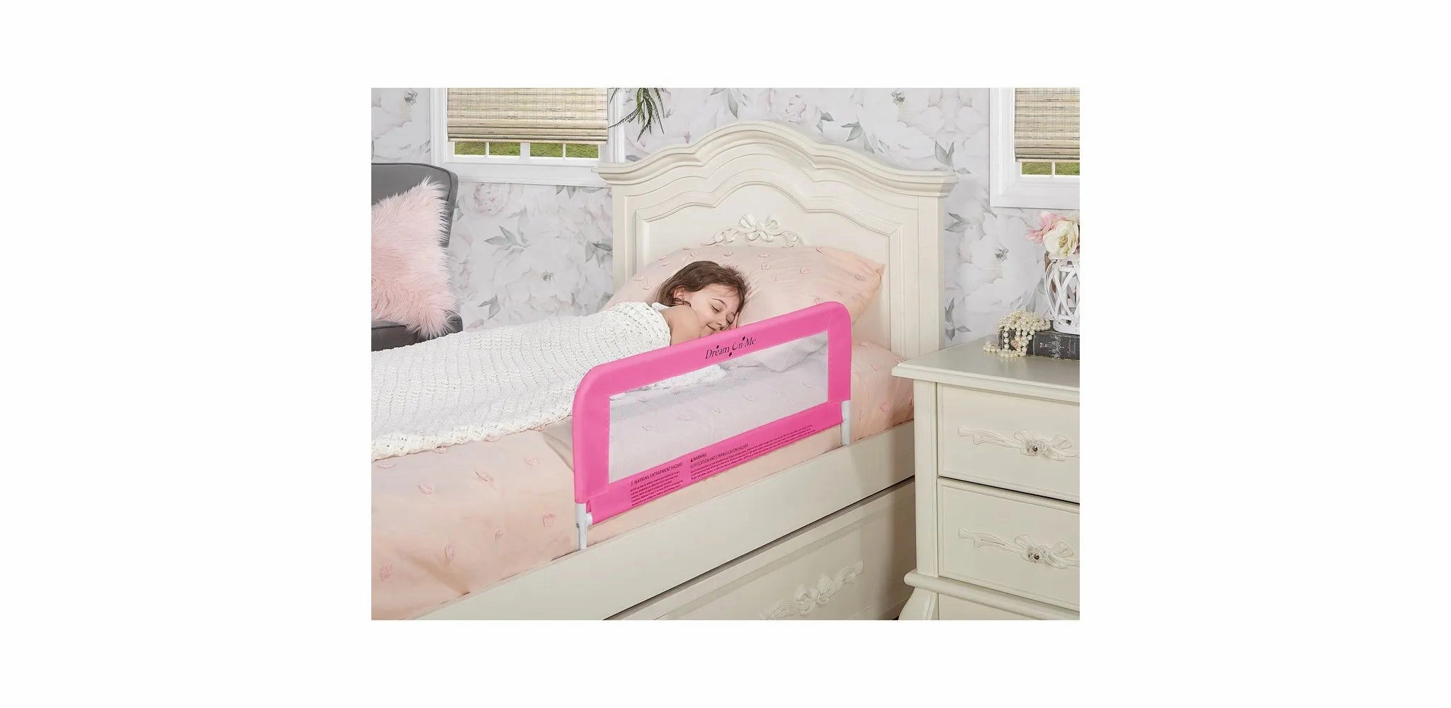 Lightweight Mesh Security Adjustable Bed Rail - Blush Pink