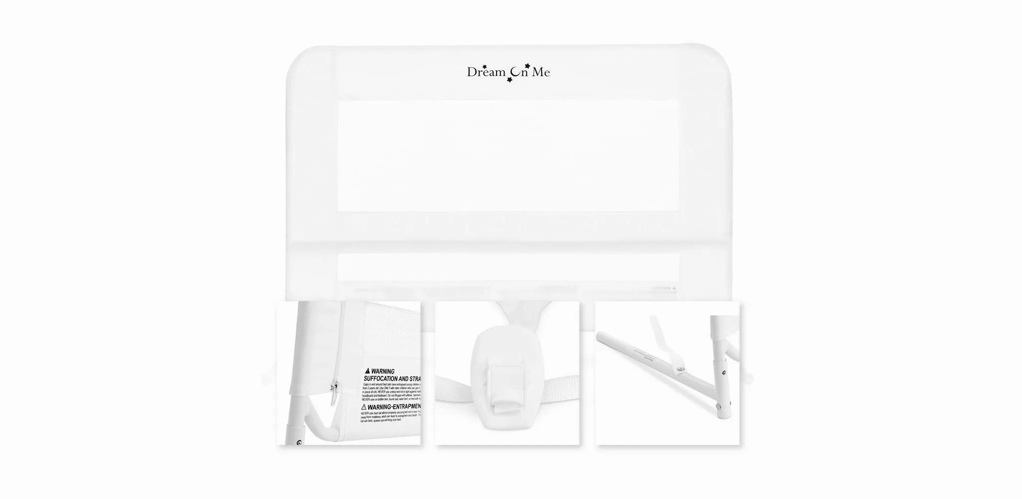 Lightweight Mesh Security Adjustable Bed Rail - White