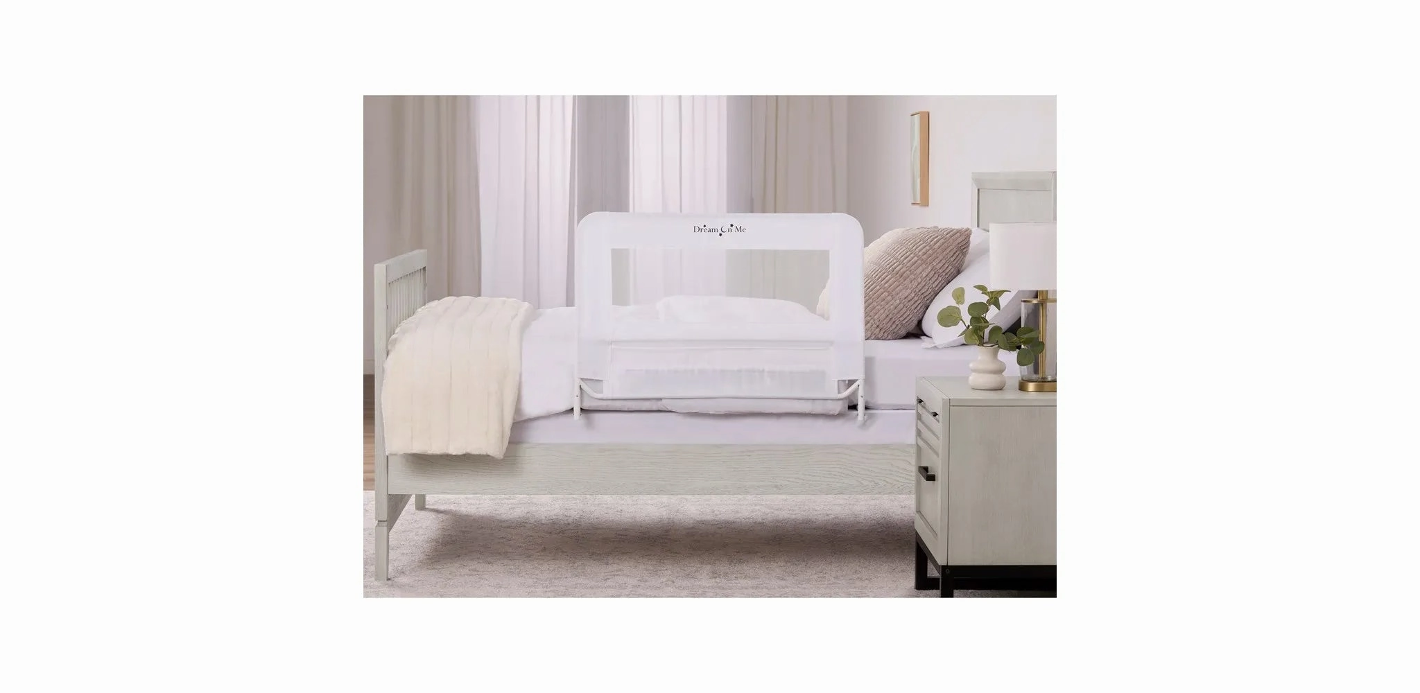 Lightweight Mesh Security Adjustable Bed Rail - White