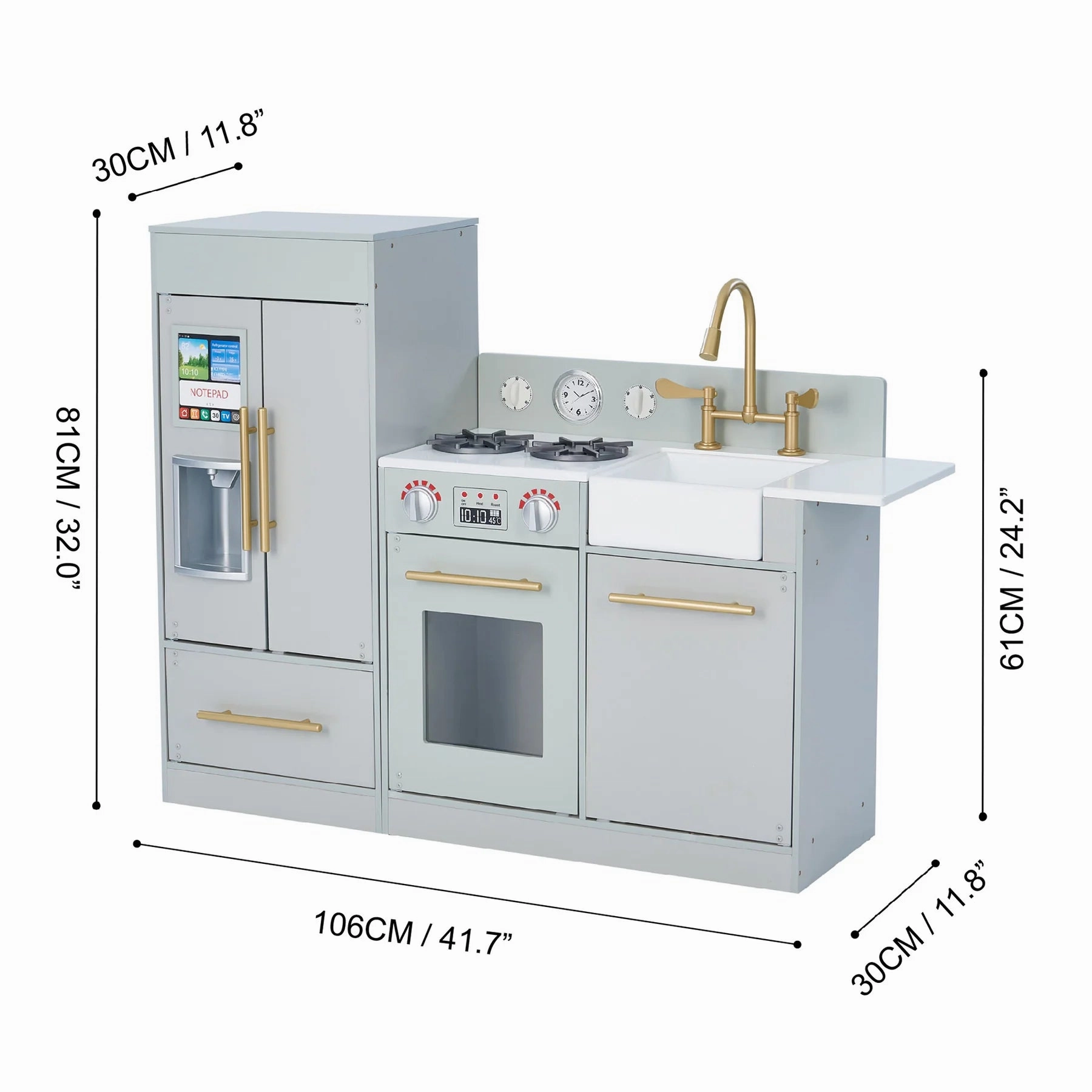 Little Chef Charlotte Modern Play Kitchen - Silver Gray/Gold