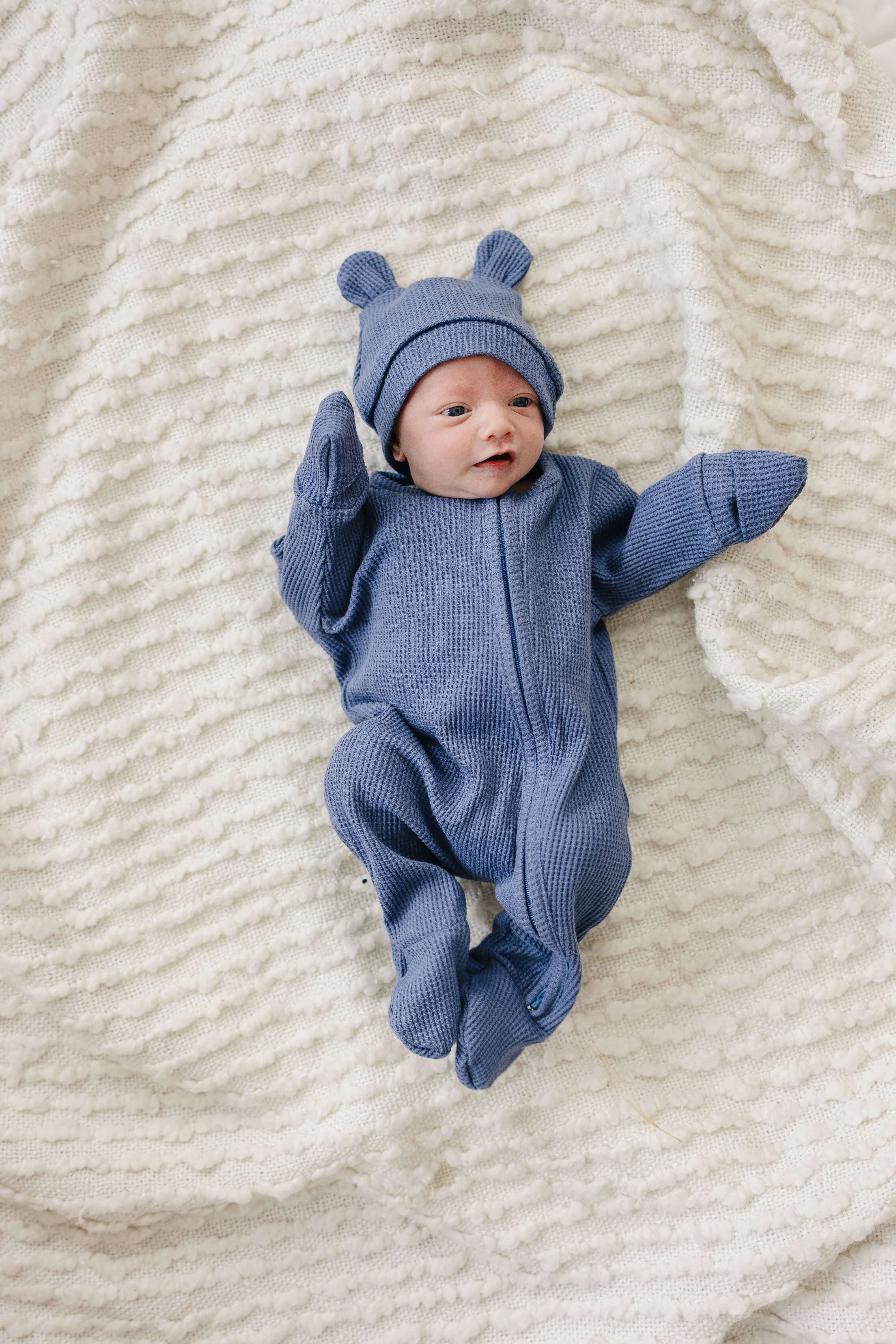 Luna   Luca Bear Waffle Set | Stormy Blue