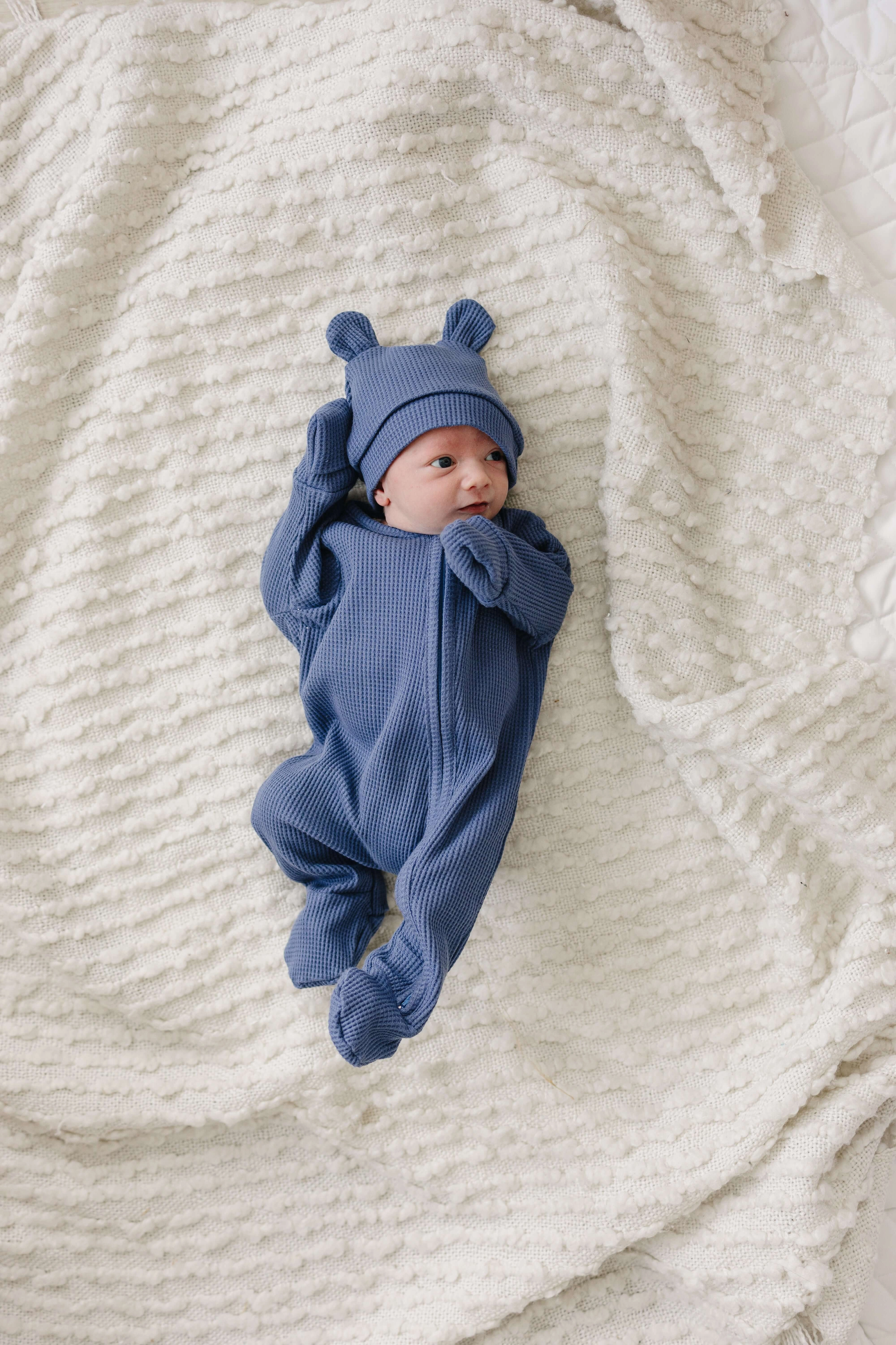 Luna   Luca Bear Waffle Set | Stormy Blue