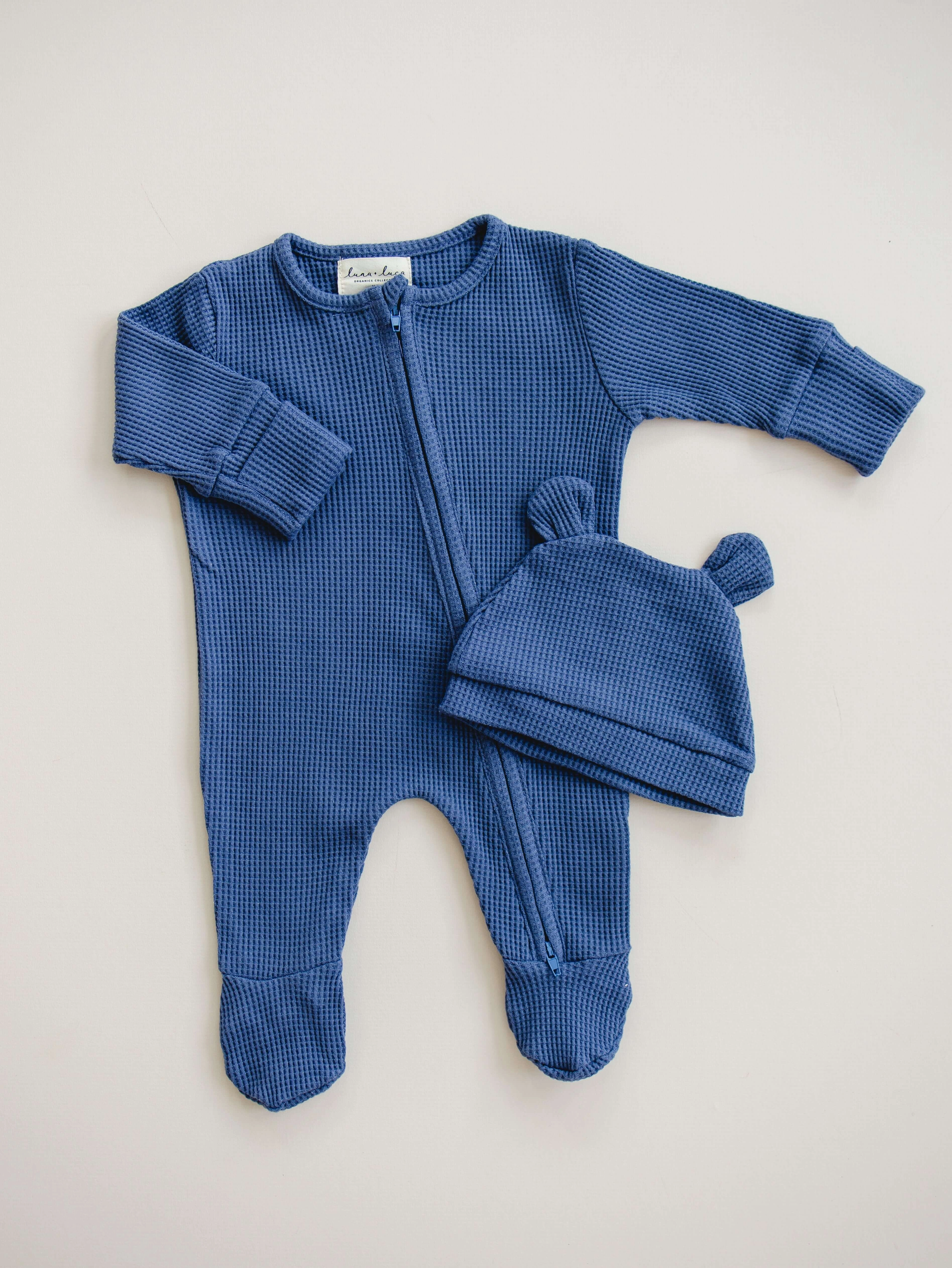 Luna   Luca Bear Waffle Set | Stormy Blue