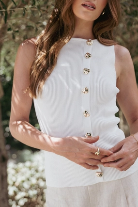 Lysa Knit Vest Top - White