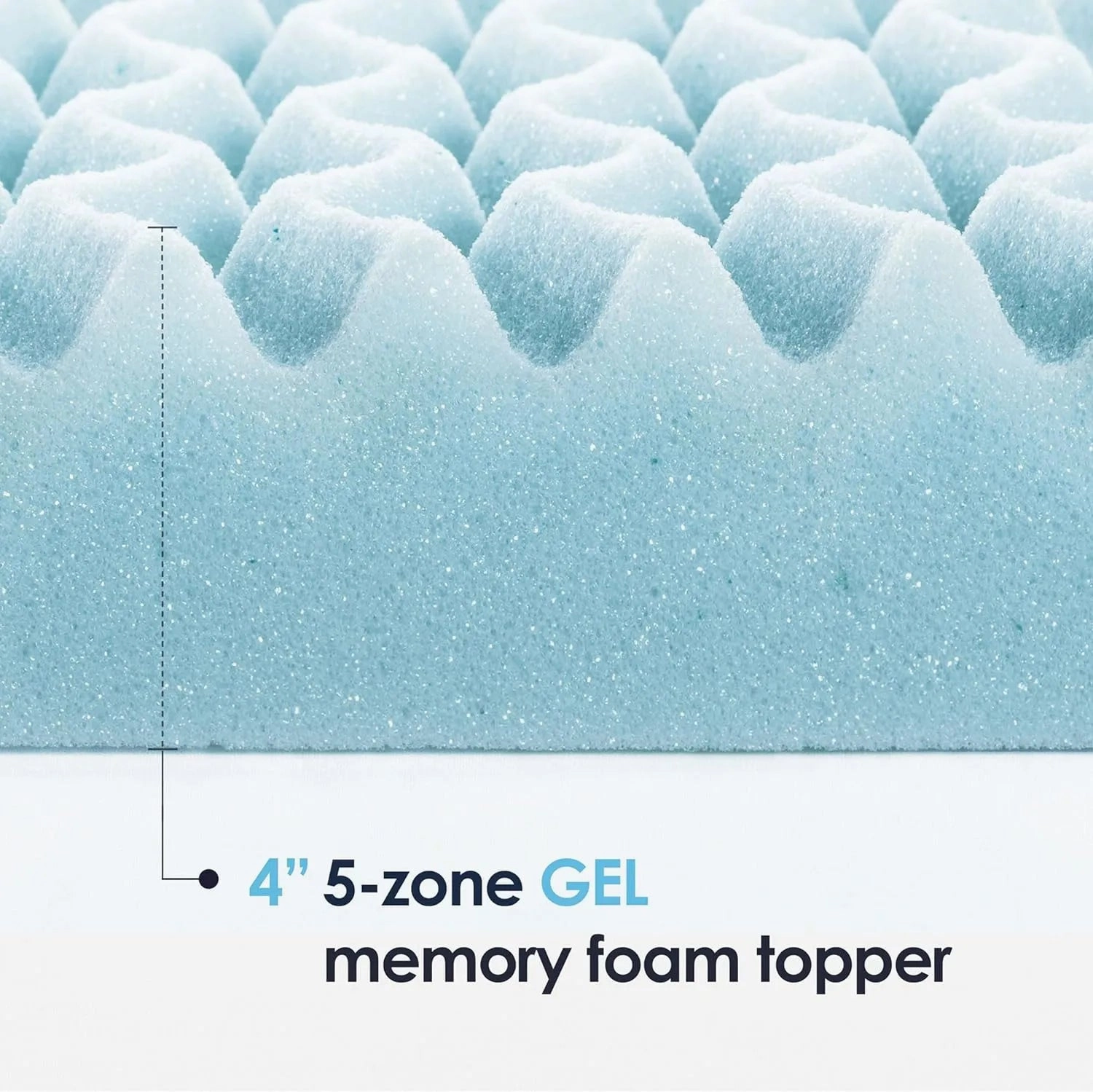 Mellow 4 Inch 5-Zone Memory Foam Mattress Topper, Cooling Gel Infusion, Queen 4 Inch Queen 5-Zone
