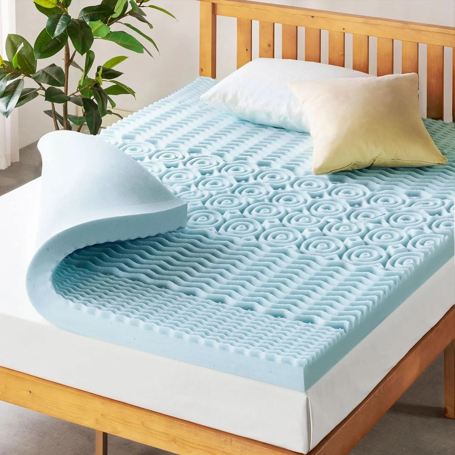 Mellow 4 Inch 5-Zone Memory Foam Mattress Topper, Cooling Gel Infusion, Queen 4 Inch Queen 5-Zone