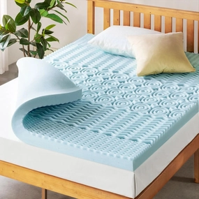 Mellow 4 Inch 5-Zone Memory Foam Mattress Topper, Cooling Gel Infusion, Queen 4 Inch Queen 5-Zone
