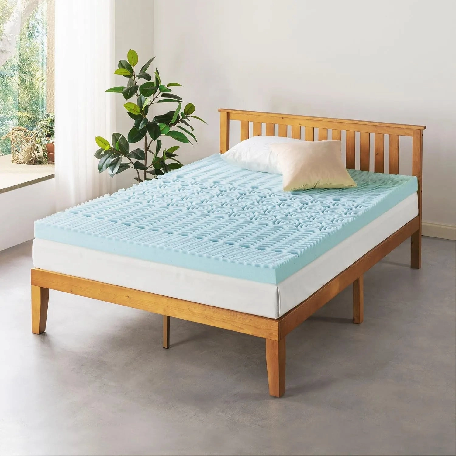 Mellow 4 Inch 5-Zone Memory Foam Mattress Topper, Cooling Gel Infusion, Queen 4 Inch Queen 5-Zone