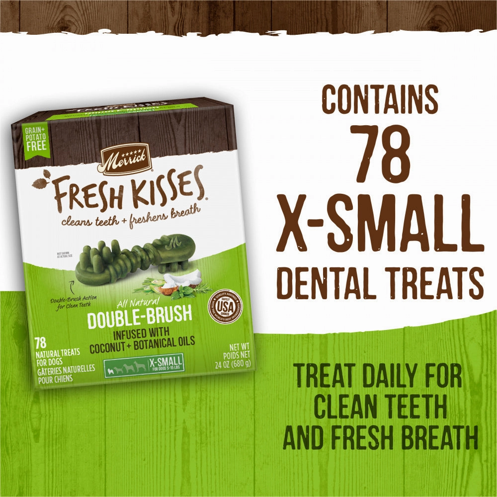 Merrick Fresh Kisses Grain Free Coconut Oil & Botanicals Extra Small Dental Dog Treats