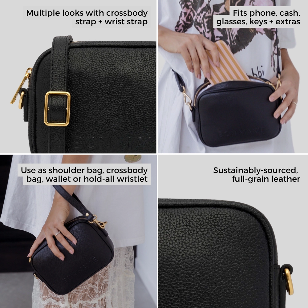 Mini Sidekick Leather Wallet Crossbody -- Black