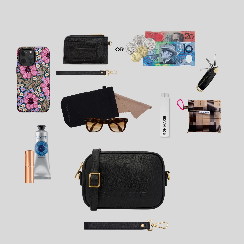 Mini Sidekick Leather Wallet Crossbody -- Black