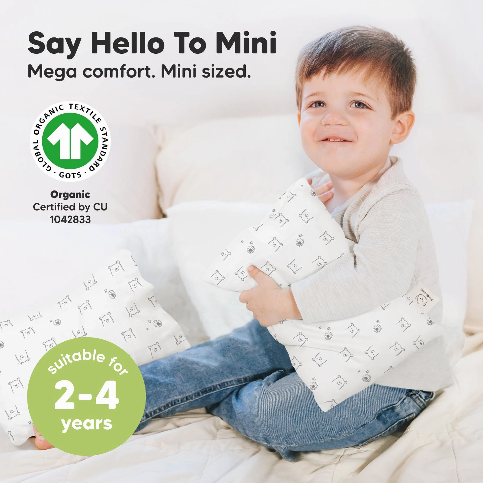 Mini Toddler Pillow With Pillowcase (Bumble Bear)