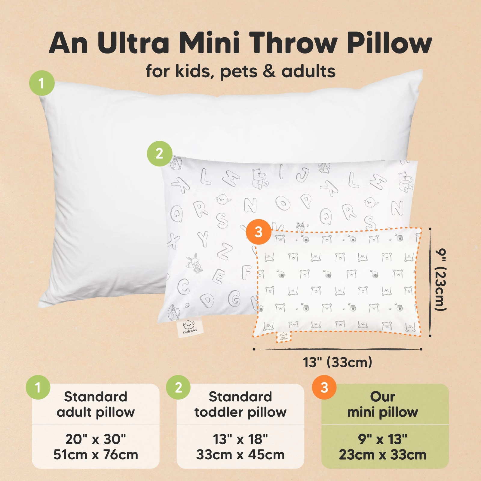 Mini Toddler Pillow With Pillowcase (Bumble Bear)