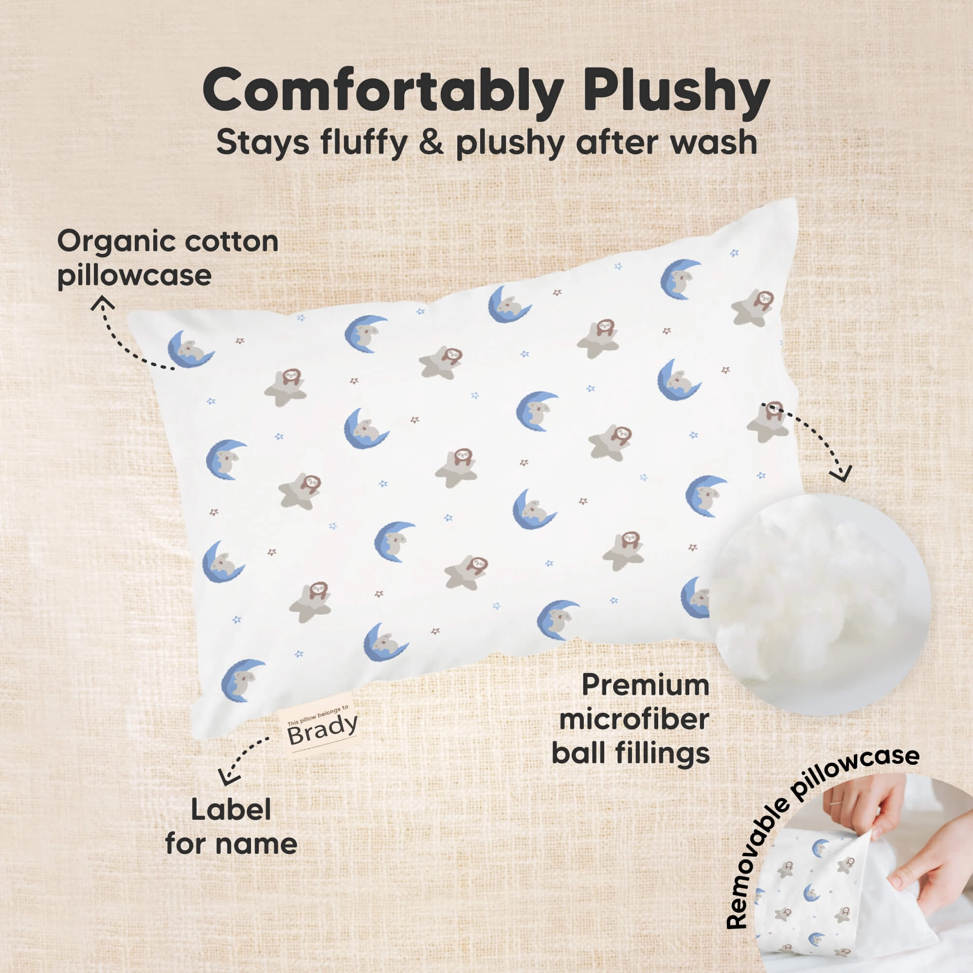 Mini Toddler Pillow With Pillowcase (Construction)